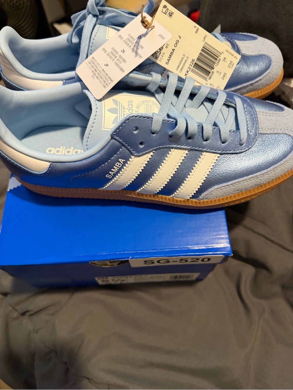 adidas Samba OG Light Blue White Sneakers 5.5Y